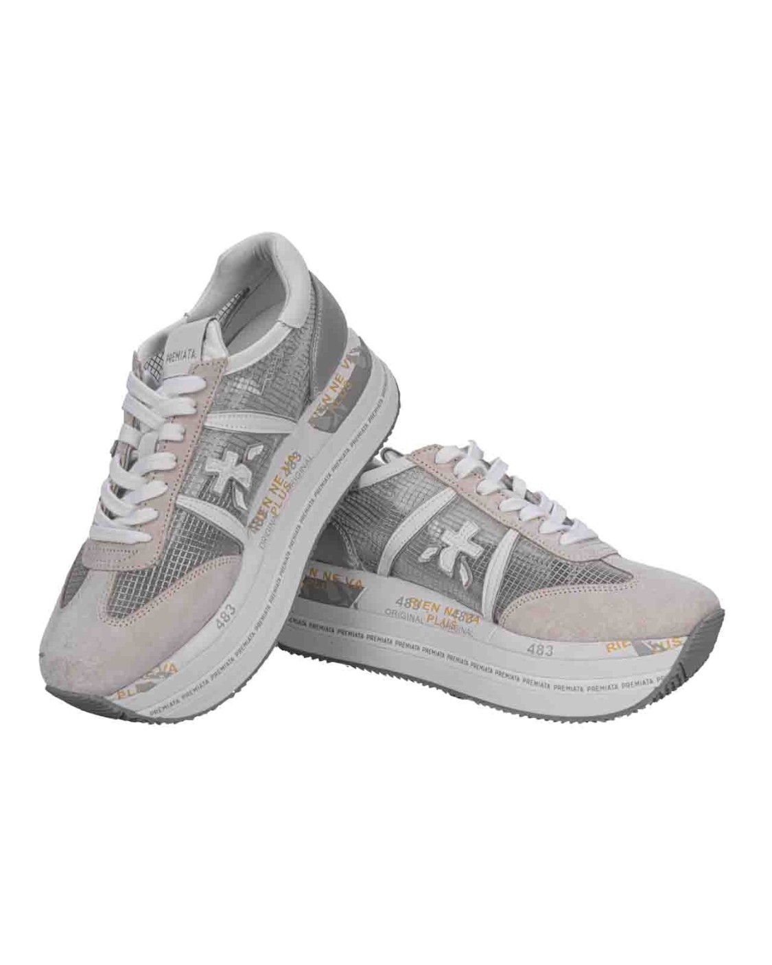 shop PREMIATA Saldi Scarpe: Premiata sneakers "Beth".
Topponcino in suede.
Logo Premiata. 
Fondo platform personalizzato dalla serigrafia logata Premiata.
Altezza Suola 5 cm.
Fusbet Interno 25 cm.
Composizione: SOLE: 75% EVA 5% TPU (PLASTIC MATERIAL) 20% RUBBER UPPER: 85% GOAT LEATHER 15% CALF LEATHER LINING: 100% GOAT LEATHER
Made in Vietnam.. BETH-6792 number 2469085